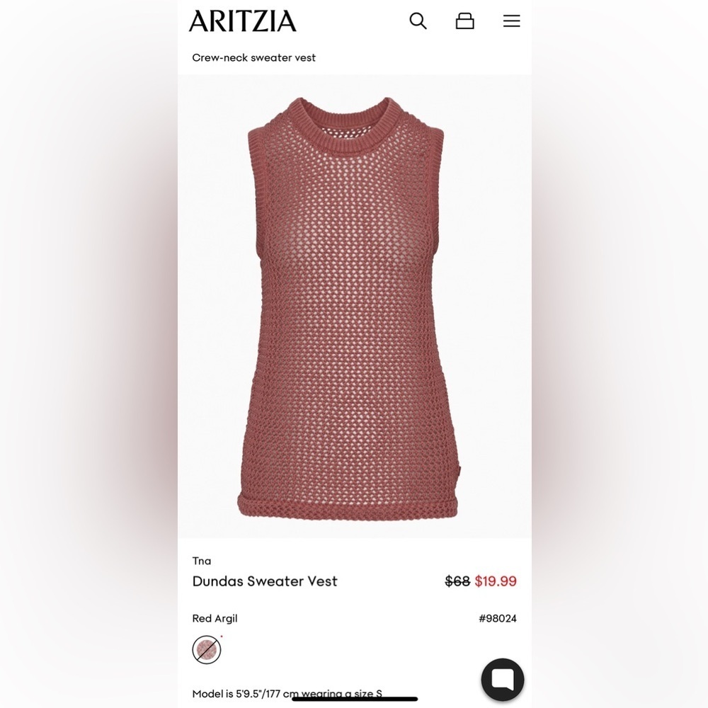 Aritzia TNA Dundas Sweater Vest Size M - Picture 5 of 7